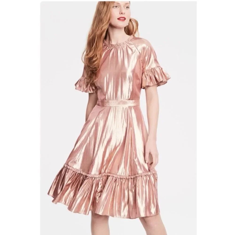 Rachel Parcell Metallic Swing Dress in Pink Compact Foil Size S NWT